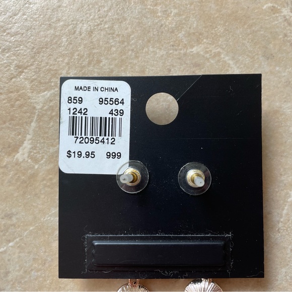 New York & Company Rose Gold Pink Pearl waterfall earrings - Picture 2 of 3